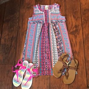 Girls Size 12 dress with 2 pairs of sandals